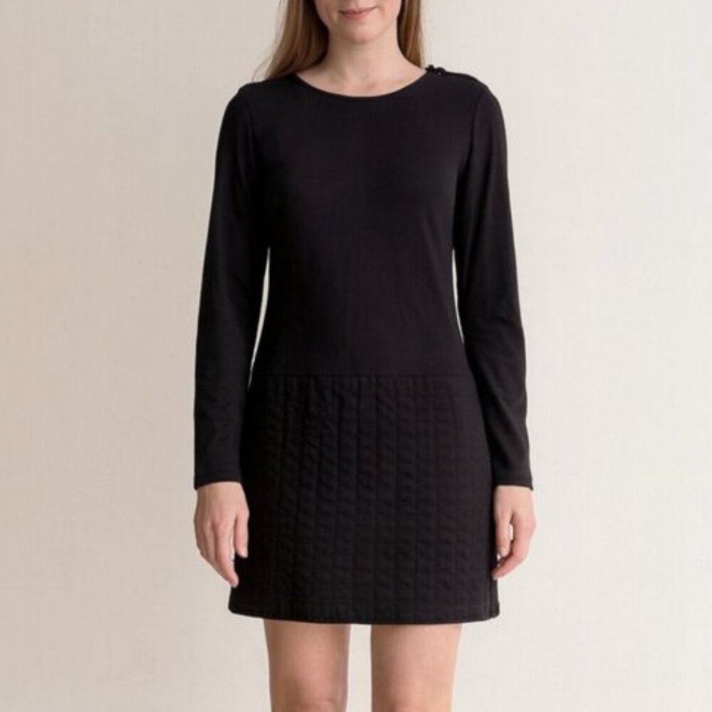 Theory Black Long Sleeve Dress - Designer Shift Shoulder Zip - Women Size Large